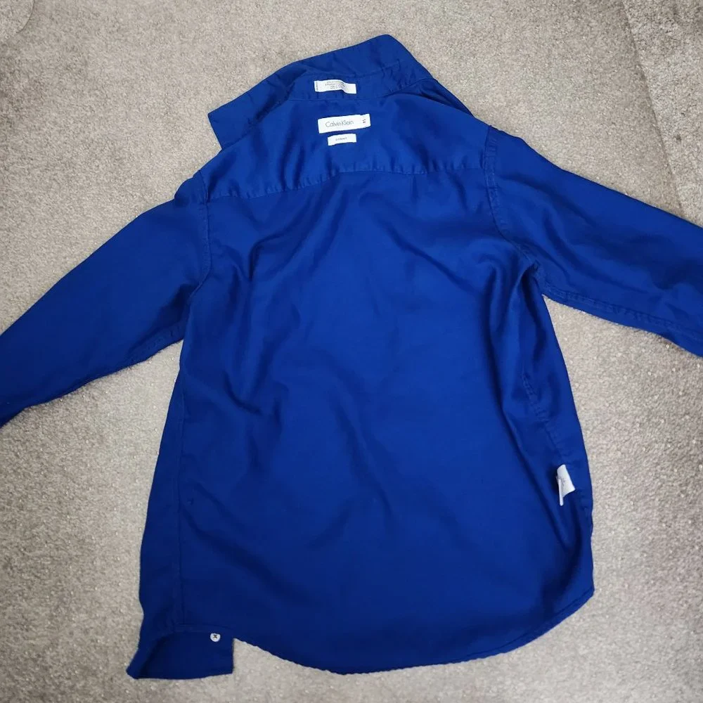 Calvin Klein Royal Blue Sateen Shirt BOYS - Picture 6 of 10